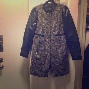 Wool and vegan leather lightweight jacket